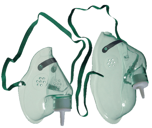 Two green Koo Evergreen oxygen masks
